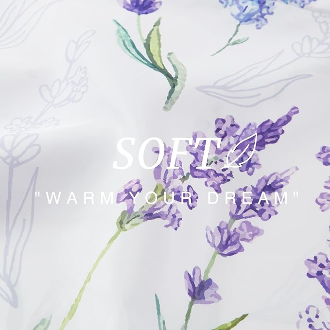 EXQ Home Satin Pillowcase for Hair and Skin - Lavender Printed Silk Pillowcase 2 Pack 20x26 inches - Standard Size Satin Pillow Cases Set of 2 with Envelope Closure