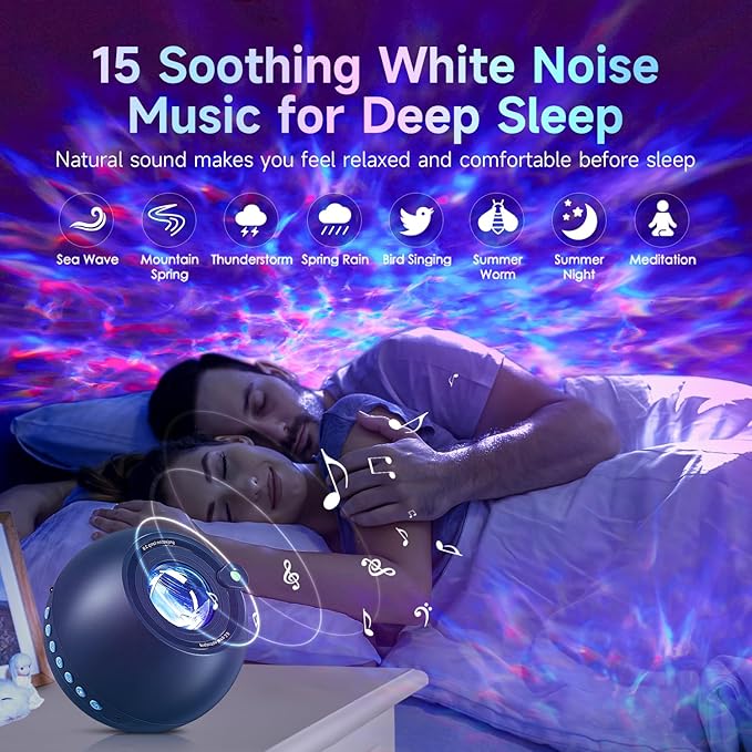 One Fire Upgrade Star Projector Galaxy Light,15 Colors Night Light Projector Lights,Bluetooth&15 White Noise Sound Machine With Light Projector Mood Lighting,Remote Planetarium Projector for Kids Gift