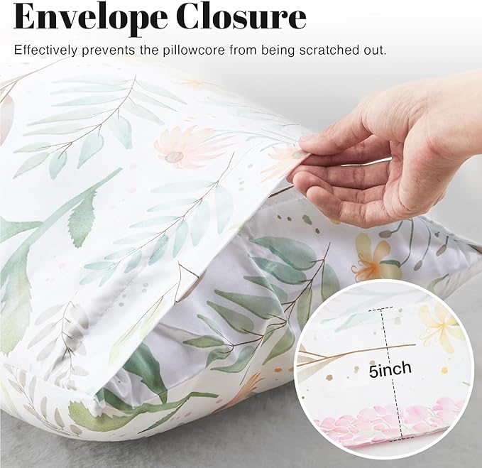 EXQ Home Satin Body Pillowcase for Hair and Skin- Multicolor Printed Flower Silk Long Pillowcase 20x54 inches - Satin Pillow Cases with Envelope Closure, Gifts for Women