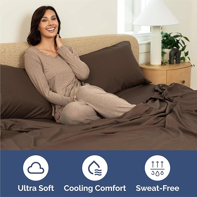 King 6 Piece Sheet Set - Comfy, Breathable & Cooling - Soft Hotel Luxury Bedding for Women, Men, Kids, Teens & Children - 1 Flat & 1 Fitted Sheet & 4 Pillowcases w/ Deep Pockets - Wrinkle Free - Brown