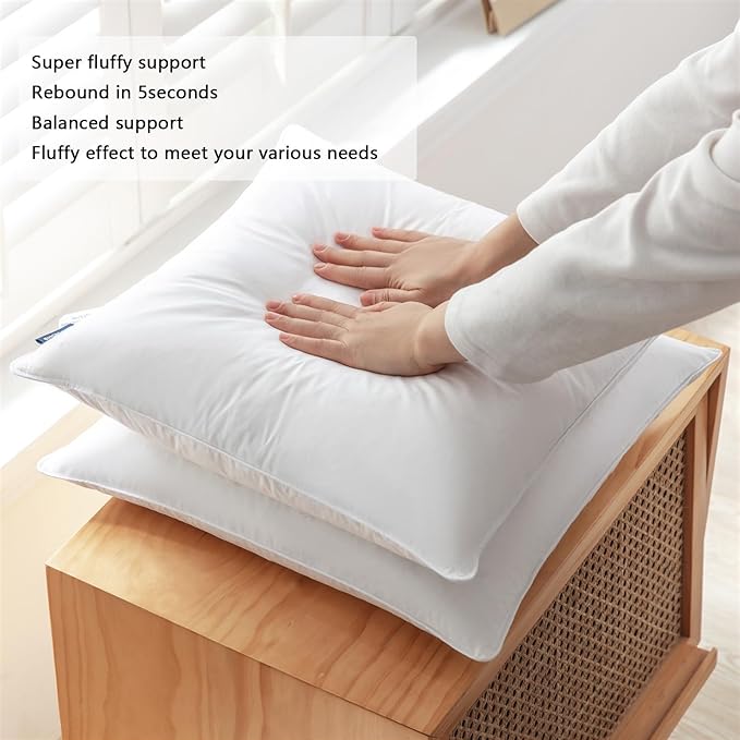SleepMan Throw Pillow Inserts 16" x 26" (Pack of 2, White) Down Feather Pillow Stuffer Premium Decorative Pillows for Sofa Couch Bed