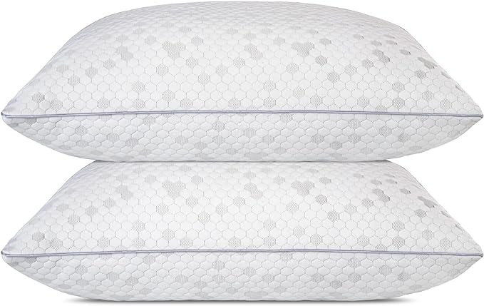 HIMOON Shredded Memory Foam Pillows, Medium Firm King Size Pillows 2 Pack,Couples Bed Pillows for Side Back Stomach Sleepers Set of 2