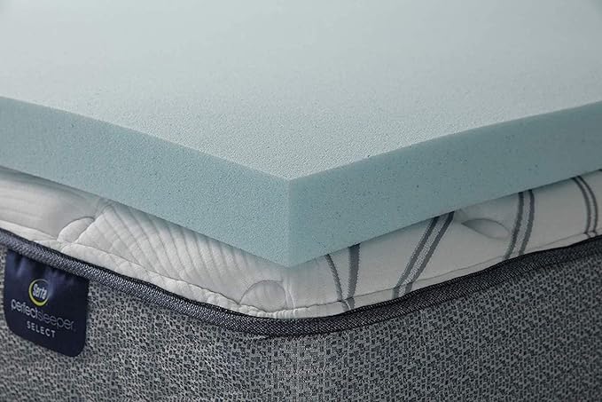 Serta ThermaGel Cooling, Pressure-Relieving Memory Foam Mattress Topper, 3 Inch, Full,Blue