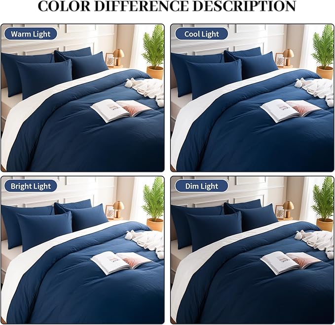 NEXHOME PRO Duvet Cover Set 100% Washed Cotton Oversized Queen 98"x98", Organic Natural Linen Look Textured 3 Pieces Bedding Set with Zipper Closure, Breathable (No Comforter) 9898