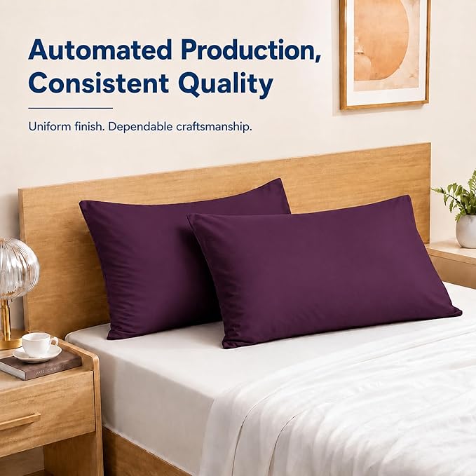 ZPECC Pillow Cases Queen Size Set of 4, 20x30 Envelope Closure Pillowcases, Soft Plain Brushed Microfiber Covers Hypoallergenic Breathable, Dark Purple
