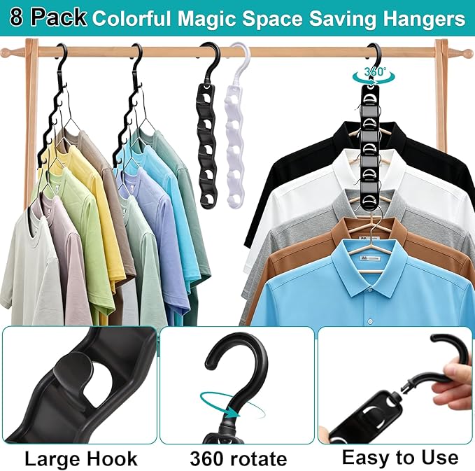 Closet Organizers and Storage,Upgraded Organization and Storage Clothes Hanger,10 Pack College Dorm Room Essentials,Sturdy Space Saving Hangers for Thick Clothe