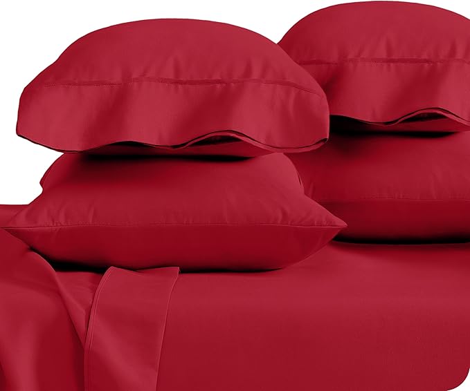 Bare Home Microfiber King Size Pillowcases - 4 Pack, Red, 20x40
