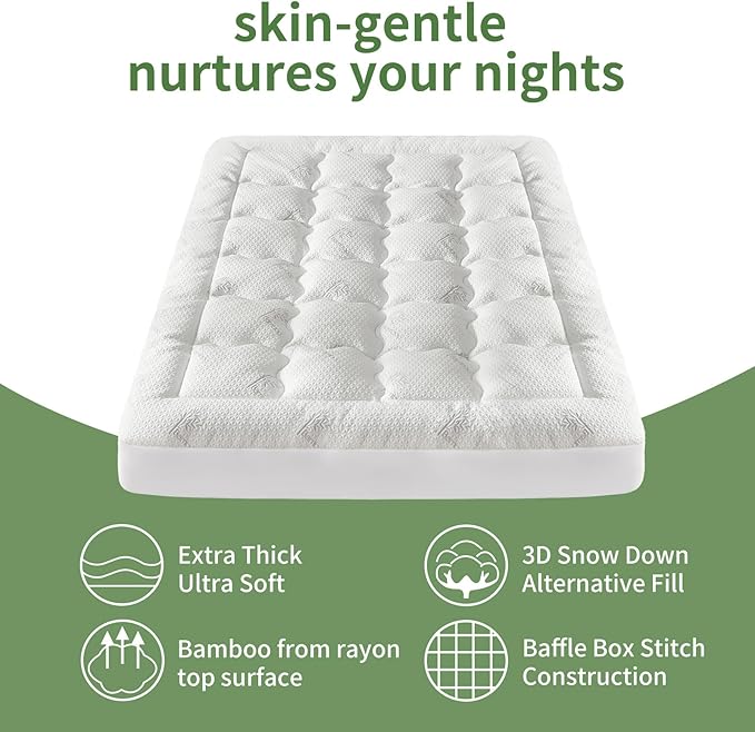 Premium 100% Waterproof King Mattress Topper, Breathable Mattress Pad, Rayon from Bambo Bed Protector, Deep Pocket Sheet Cover 8"-21"