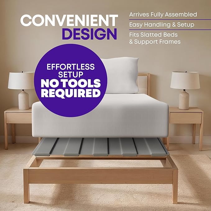 Greaton, Wooden Twin Bed Slats for Support Under Mattress with Cover – Replacement Wood Slats for Twin Size Bed Frame – Under Mattress Support Without Extra Height – 3.38-Inch Standard Width