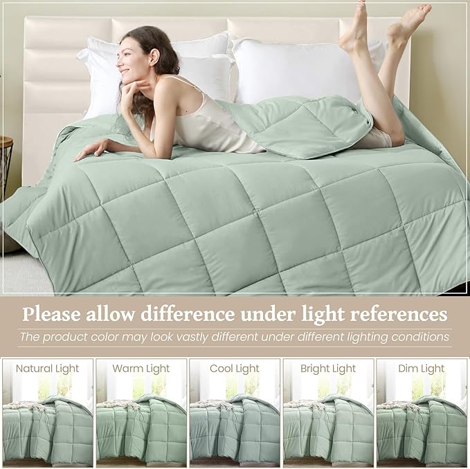 Homelike Moment California King Comforter - Green Duvet Insert Down Alternative Bed Comforter, Lightweight Bedding Comforters Cal King Size Quilted Soft All Season Reversible Green
