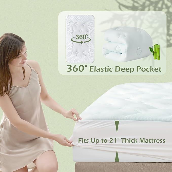 Hansleep RV Short Queen Mattress Pad Topper Memorry Foam, Camping Queen Foam Mattress Topper Viscose Derived from Bamboo, RV Mattress Pad Cover for Back Pain Relief, 60" x 75", White