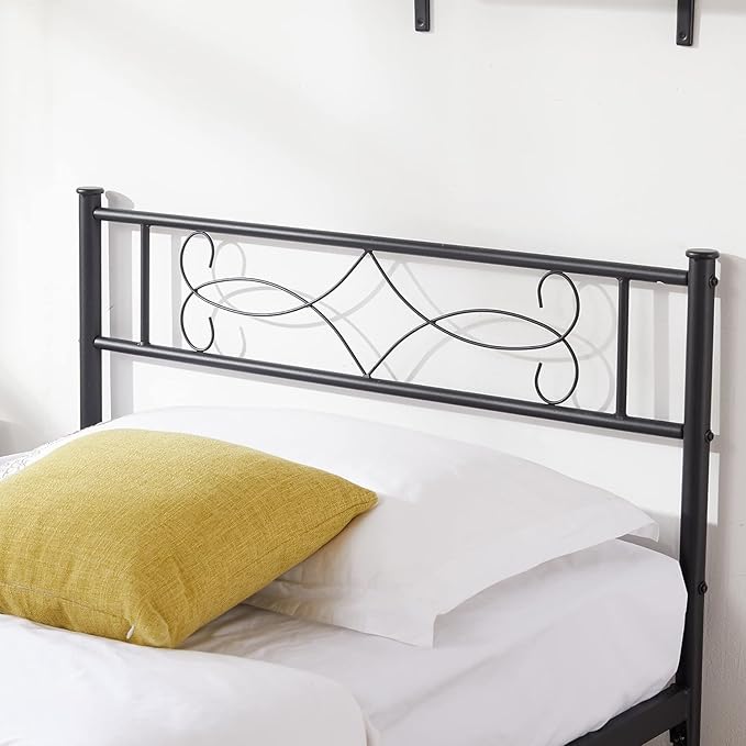 VECELO 2 Set 14" Twin Size Metal Platform Bed Frame with Headboard,Premium Steel Slat Support No Box Spring Needed,Noise-Free Anti-Slip,Easy Assembly