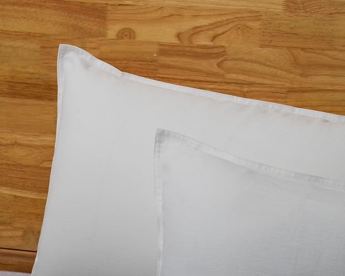 CHUFFED Linen Pillow Cases 2 Pack 100% Linen Standard Pillowcases, Breathable and Cooling Washed Queen Pillow Shams with Zipper Closure, 20x30 Inches,White
