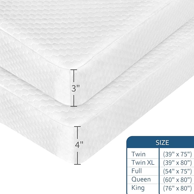 Moonsea King Size Memory Foam Mattress Topper Cover with Zipper, Viscose Made from Bamboo Jacquard and 3D Mesh Fabric Backing, Removable and Washable, with Straps