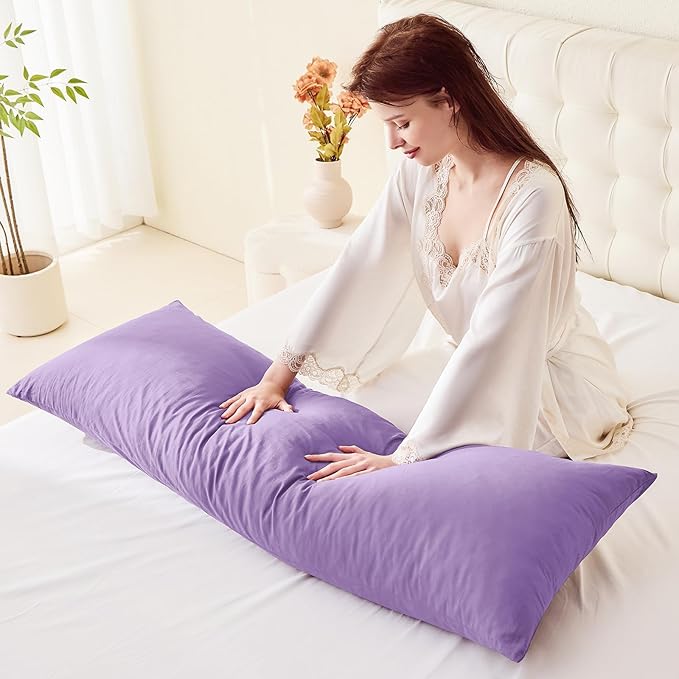 DOWNSTORIA Body Pillow Cover, Ultra Soft Microfiber Long Pillowcase, Envelope Closure Large Pillow Cases 20x54 inch (Light Purple)
