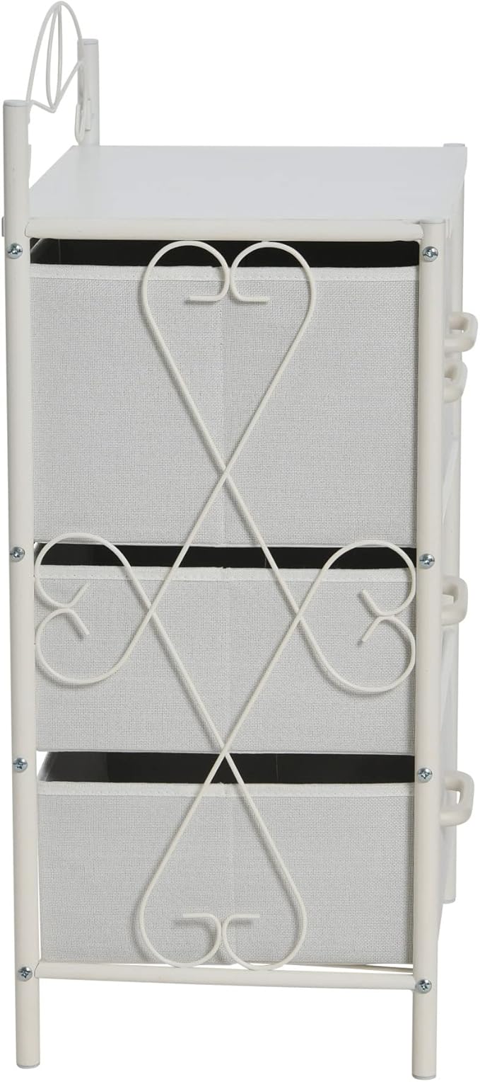 Household Essentials Scandinavian White Iron & Wood Four-Drawer Chest
