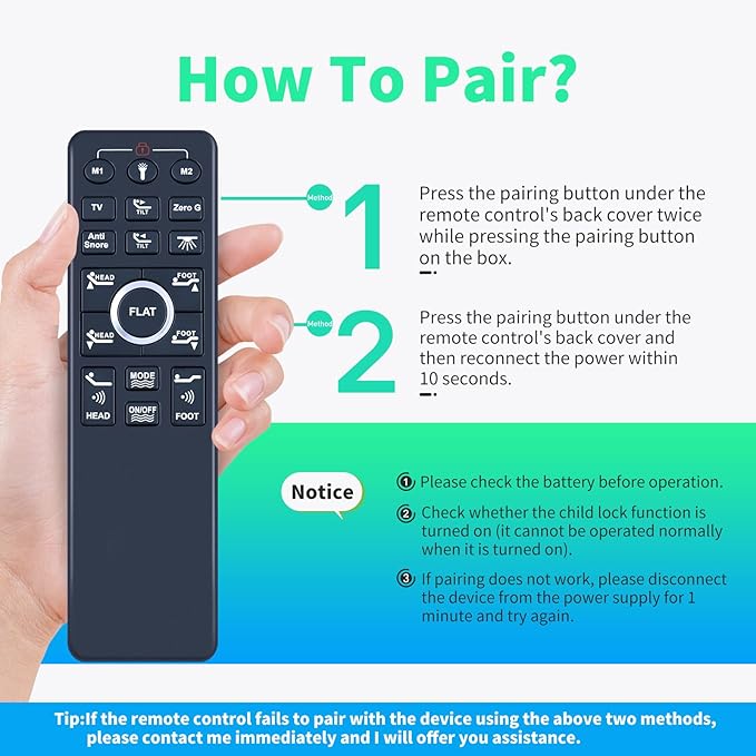 Replacement Remote Control for EGOHOME Sven & Son Richmat HJH89 MUUEGM Dyonery Mattress MLILY Mojigam Adjustable Bed Base