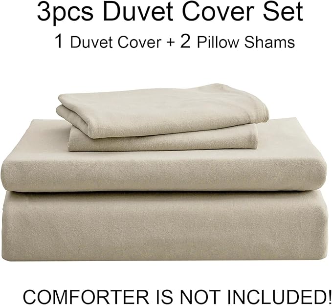 PURE ERA Jersey Knit Duvet Cover Set 100% T-Shirt Cotton Super Soft Comfy 3pc Bedding Set with Zipper Closure (Solid Dark Beige, Cal King)