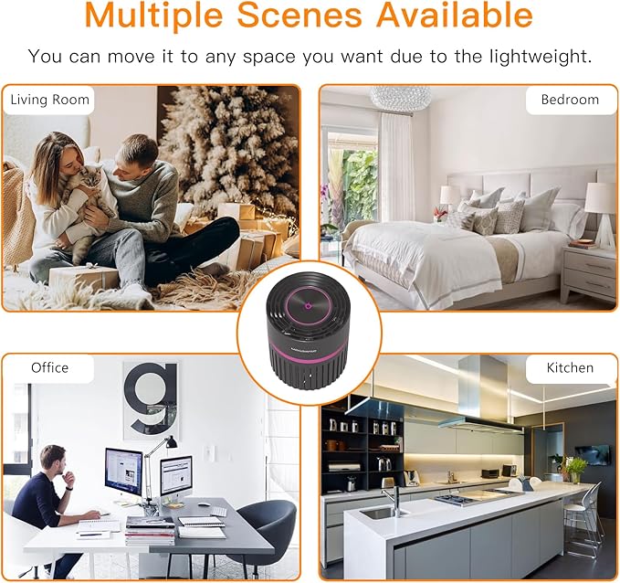 MEGAWISE Portable Air Purifier, H13 True HEPA 3-in-1 Filter, 99.97% 0.3 Micron Filtration, Dust Smoke Pet Dander, Ozone Free, Ultra-Quiet 24dB, Small Tabletop Air Cleaner for Bedroom Home Office
