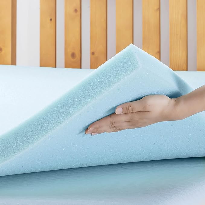 Best Price Mattress 2-inch Ventilated Gel Memory Foam Topper - Full, Dorm Essentials, Blue