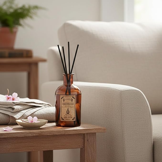 Hosley Reed Diffuser Set, 6.1 oz Cherry Blossom & Orchid Scented Diffuser with Sticks Home Fragrance Reed Diffuser for Bathroom Shelf Decor for Weddings, Spa, Reiki, Meditation & Wedding Gift