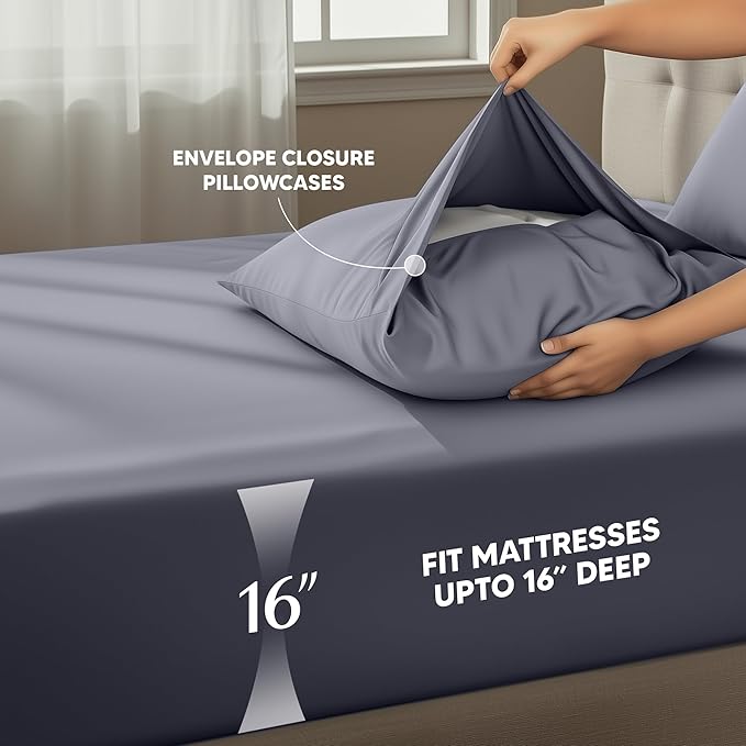 Utopia Bedding California King Size Sheet Set – 4 Piece Bed Sheets, Soft and Breathable Microfiber, Includes 1 Fitted Sheet, 1 Flat Sheet and 2 Pillowcases – Oeko Tex (Grey)