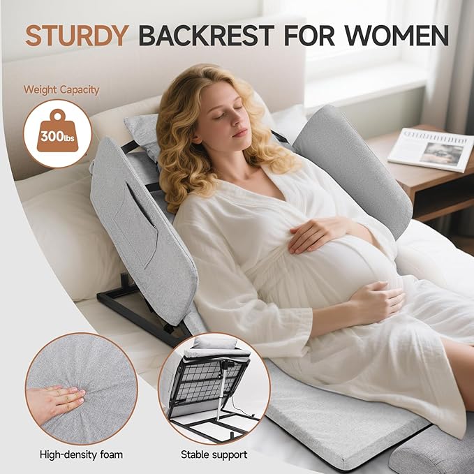 Electric Lifting Bed Backrest with Remote Control, 2–80° Adjustable for Elderly to Sit Up Easily, Comfortable Support for Eating and Resting, 300lb Capacity