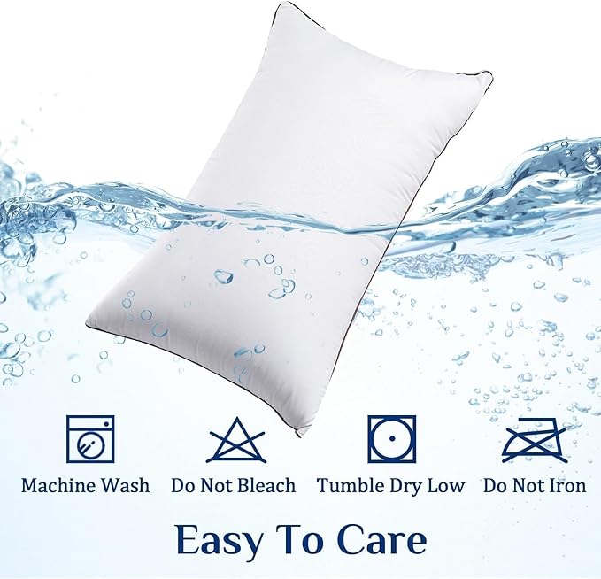 JOLLYVOGUE Pillows Queen Size Set of 2 for Sleeping, Soft and Supportive Bed Pillow with Down Alternative Filling for Side and Back Sleepers, Hotel Collection