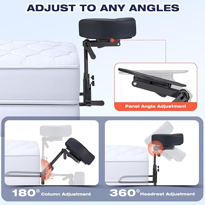 Home Mattress Top Massage Kit, Universal Massage Headrest for Bed, Adjustable Height up to 14.5", Deluxe Face Cradle Face Down Pillow, Home SPA Face Cushion Support Bracket with Portable Storage Bag