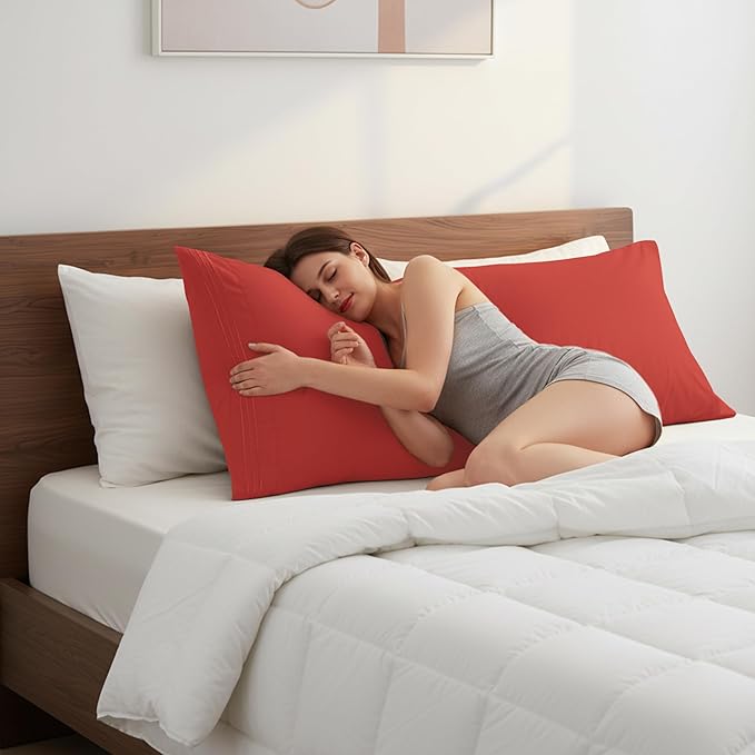 Elegant Comfort Luxury Ultra-Soft 1-Piece Body Pillowcase - 1500 Premium Hotel Quality Microfiber Double Brushed - Wrinkle Resistant, Body Pillowcase Size, Rust