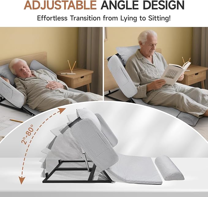 Electric Lifting Bed Backrest with Remote Control, 2–80° Adjustable for Elderly to Sit Up Easily, Comfortable Support for Eating and Resting, 300lb Capacity