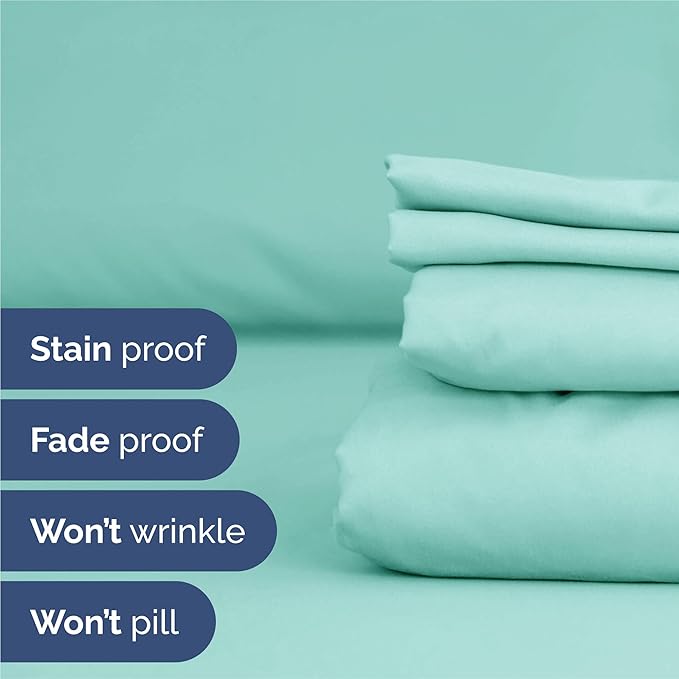 Split King 7 Piece Sheet Set - Comfy, Breathable & Cooling - Soft Hotel Luxury Bedding for Women, Men, Kids, Teens and Children - 1 Flat & 2 Fitted Sheets & 4 Pillowcases with Deep Pockets - Spa Blue