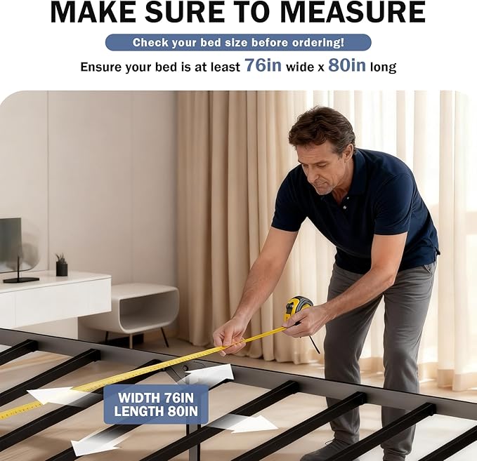 Bunkie Board King Size 76"x80" for Under Mattress Bed Support, Heavy Duty Reinforced Wood with Anti-Sag, Light Thin/Breathable, Noise Minimizing, Fits Metal Frames/Platform Beds/Sleeper Sofa