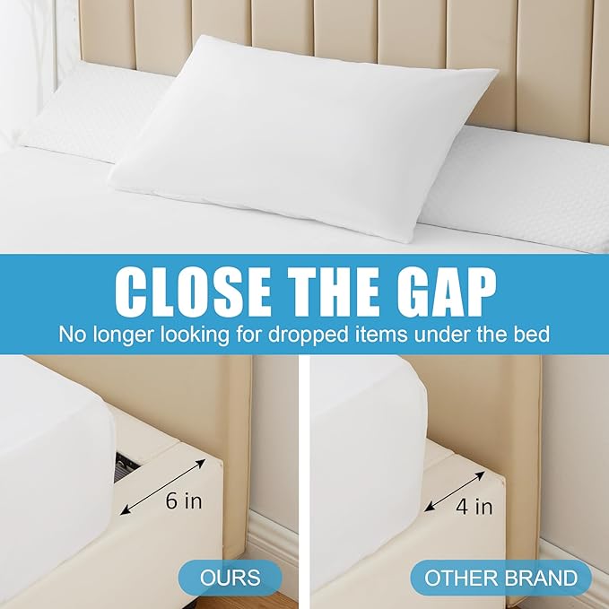 MEGCXIT Queen Bed Wedge Pillow for Headboard, 60"x10"x6", Bed Gap Filler Queen, Headboard Pillow, Pillow Wedge for Headboard Gap, Anti-Slip Gap Pillow for Headboards, Air-Layer White