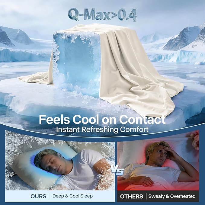 Premium Cooling Pillowcases Standard Size Set of 2 for Hot Sleeper&Night Sweats Beauty Sleep Reduce Wrinkles&Frizz Softer Than Silk Pillow Cover Oeko-TEX Certified Champagne Breathable