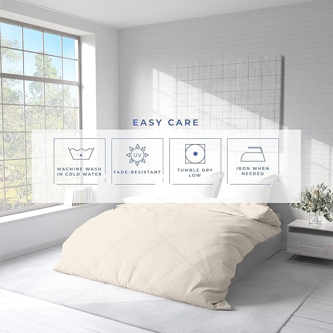 Kotton Culture 1 Pc Duvet Cover Queen Size/Full Size-100% Egyptian Cotton 600 Thread Count Ultra Soft Premium Durable Comforter Cover Zipper Closure & Corner Ties- (Ivory, 90" X 90")
