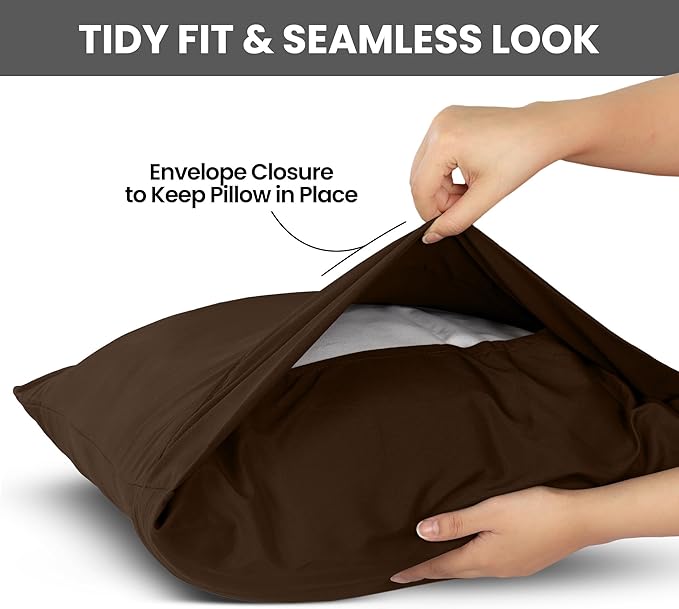 Utopia Bedding Queen Pillow Cases - 2 Pack - Envelope Closure - Soft Brushed Microfiber Fabric - Shrinkage and Fade Resistant Pillow Covers Queen Size 20 X 30 Inches (Queen, Brown)