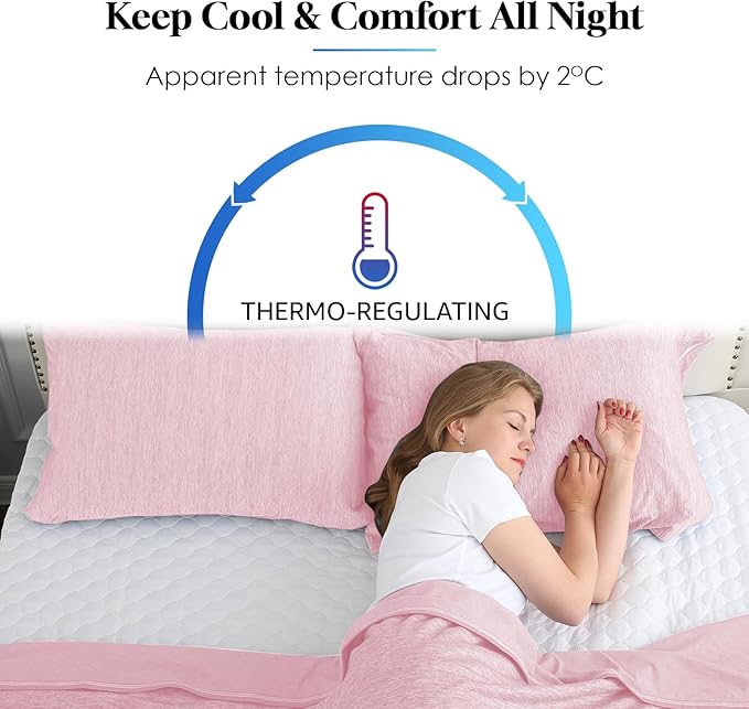 CHOSHOME Cooling Pillow Cases Zipper Pillow Covers Q-Max > 0.45 Zippered Pillowcases for Hot Sleepers, Soft, Breathable, Skin-Friendly, 4 Pack (Standard, 20" x 26", Pink)