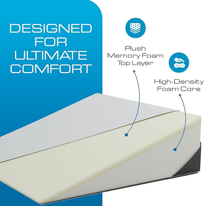 Kolbs Bed Wedge Pillow for Sleep Apnea, FSA Eligible Acid Reflux, and Back Pain Relief, with Chic Jacquard Cover - Headboard Wedges for Sleeping (Extra Wide 7.5" Height)