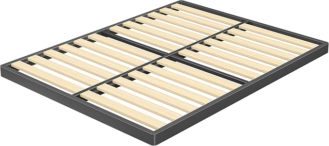 VIPSHOW 2 Inch Wood Slat King Box Spring with Round Corners - 3000 lbs Capacity, Low Profile Bed Slat Replacement Bunkie Board with Metal Frame, Noise-Free, Easy Assemble, Black