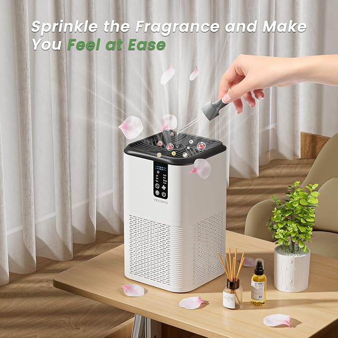 Air Purifier for Home Large Room Up to 1750ft², H13 HEPA with Sleep Mode, Air Cleaner with Aromatherapy for Office, Living Room, Bedroom, Remove Smoke Odor, Home Pets, White Black