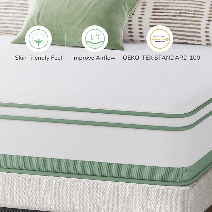 Novilla Mattress Full, 12 Inch 5-Zone Hybrid Mattress with Gel Memory Foam for Pressure Relief & Cool Night, Midume Firm Full Mattress in A Box