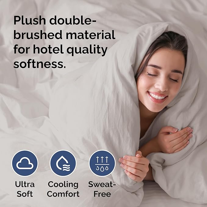 Duvet Cover Cal King Size Set - Extra Soft Cal King Duvet Cover 104" x 98" with 2 Pillow Shams - Hotel Luxury, Easy Care & Fade Free w/ Zipper Closures & Ties - Comfy, Cozy & Breathable (Light Grey)