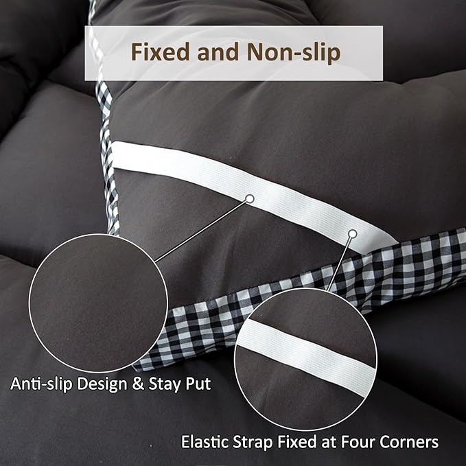 Thick Mattress Topper Twin Size - Non-Slip Mattress Pad Cover for Back Pain Breathable Folding Sleeping Pad Machine Washable Mattress Protector (39x75 inch,Black)