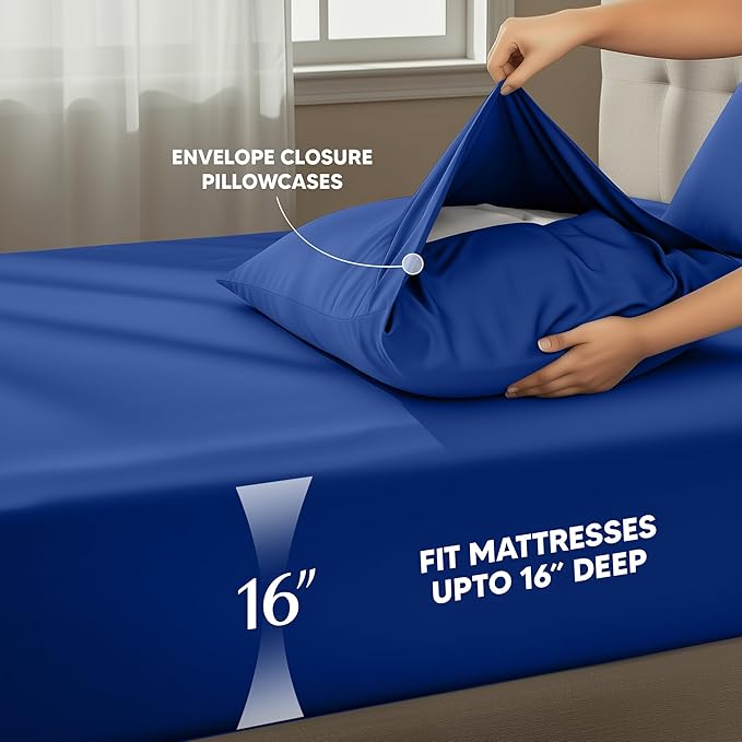 Utopia Bedding Full Size Sheet Set – 4 Piece Bed Sheets, Soft and Breathable Microfiber, Includes 1 Fitted Sheet, 1 Flat Sheet and 2 Pillowcases – Oeko Tex (Royal Blue)