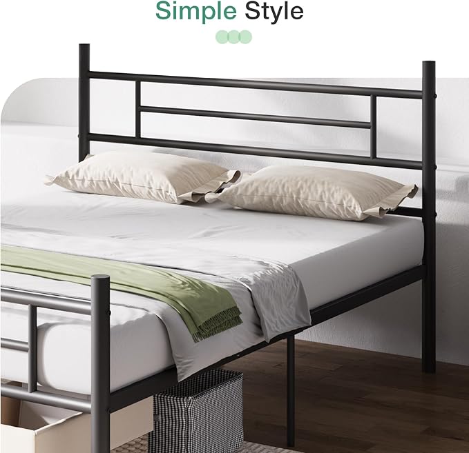 Novilla King Size Bed Frame with Headboard and Footboard, 14 Inch Metal Platform Bed Frame King, Large Storage Space, Strong Metal Slats Support, Mattress Foundation No Box Spring Needed