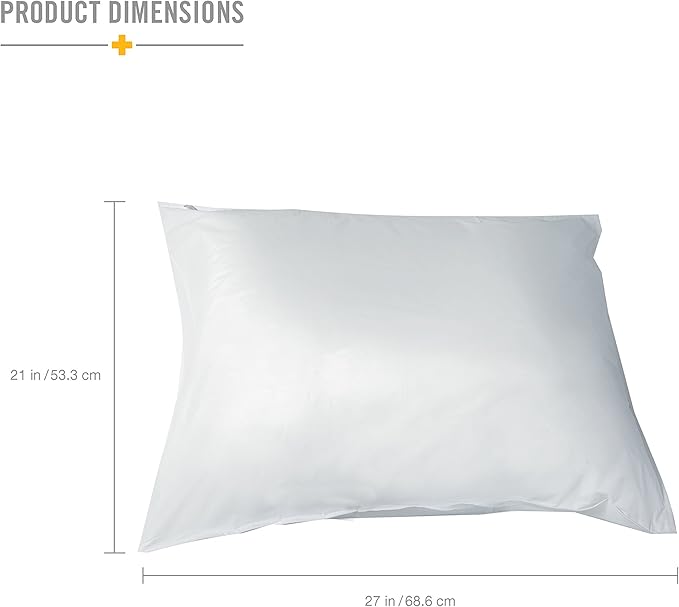 DMI Waterproof Pillow Protector With Zipper, Vinyl Pillow Cover, Travel Pillow Case Cover, Standard, White