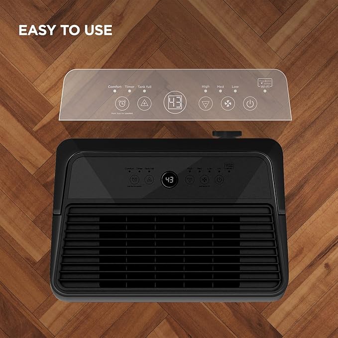 TCL 50-Pint Capacity Quiet, Energy Efficient Portable Smart Dehumidifier with Pump, Bucket or Continuous Drain, Smart Home Compatible, Humidity Control for Home, Apartment, Rooms up to 4500 Sq Ft