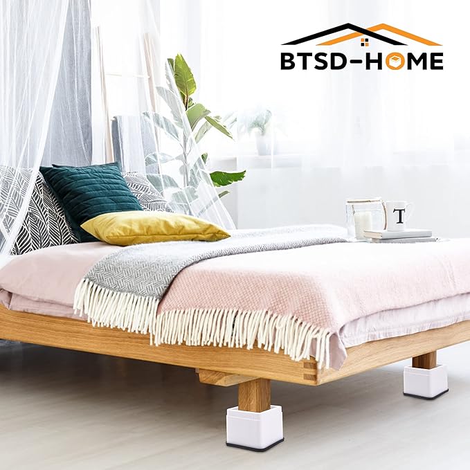 BTSD-home Bed Risers 3 or 6 Inch Heavy Duty Stackable Furniture Risers for Sofas Table Couch Chair Bed Raisers Set of 8 White
