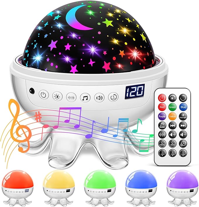 Baby Sound Machine Outdoor Speaker Electronics Projector with Star, 30 Soothing Sounds White Noise Machine for Sleep, 31 Color | 4 Films Sleep Trainer, Remote+Timer+3 Brightness Outdoor Speaker